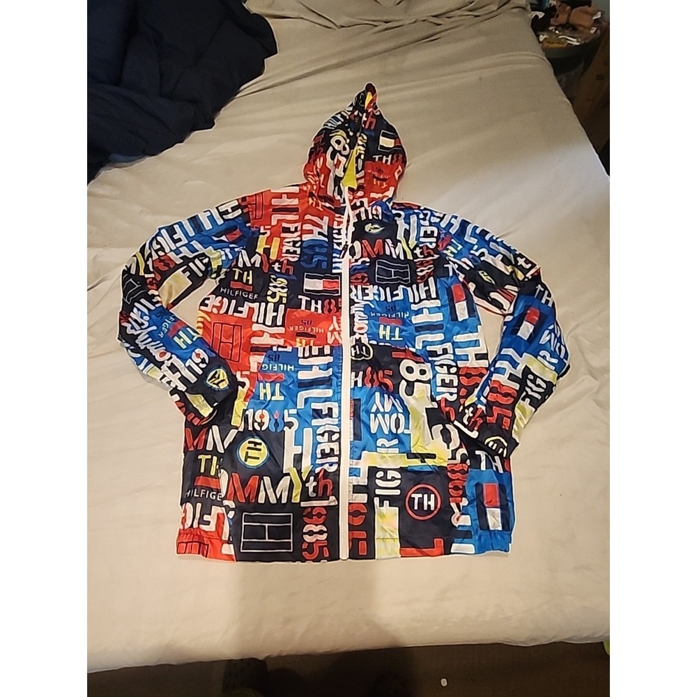 TOMMY HILFIGER ‎ Active Windbreaker Jacket Color Block Xlarge (Fits Like Large)
